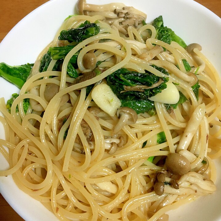 菜の花としめじのアンチョビパスタ レシピ 作り方 By Toku Jiro 0707 楽天レシピ